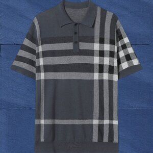 Burberry Men's Grey Knit Polo Short Sleeve T-Shirt
